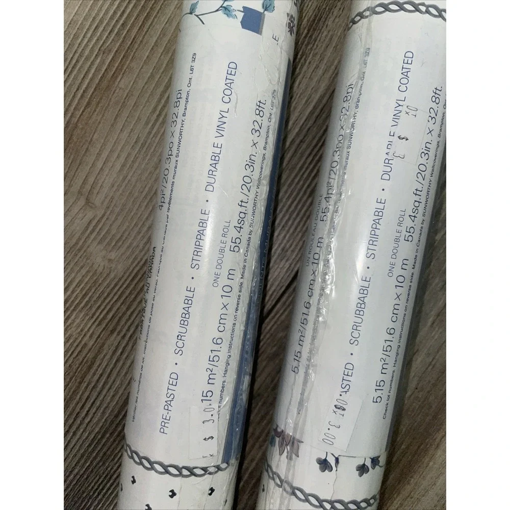 2 VTG Sunworthy Wallpaper Double Roll 55.4 sq.ft.‎ Flowers Pattern Retro